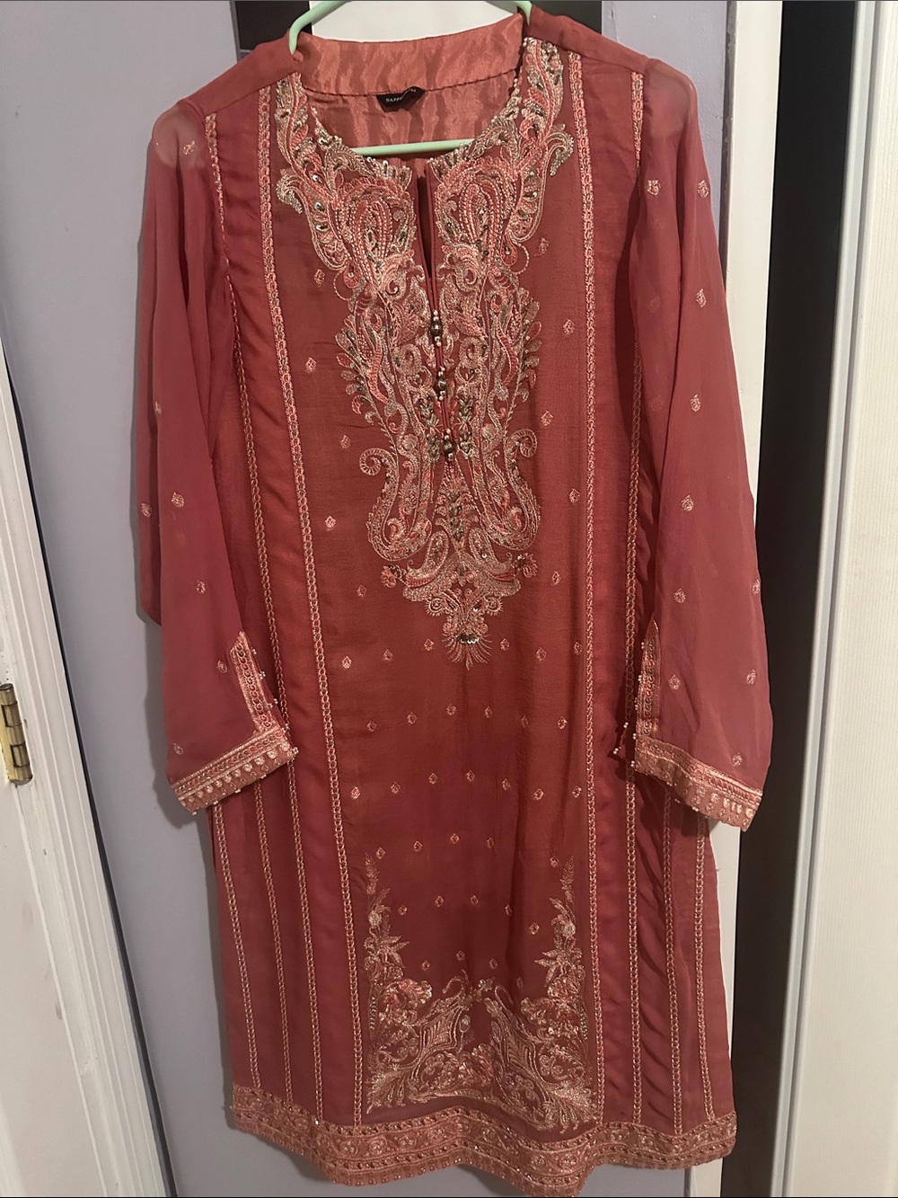 chiffon fabric shirt length 41 trouser length 37 custom-made trouser and duppata